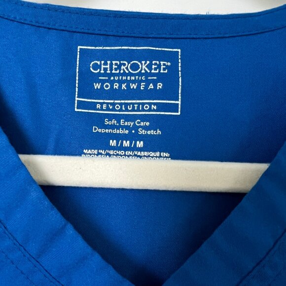CHEROKEE Royal Blue Workwear Revolution Womens V Neck Scrub Top- MEDIUM - Picture 4 of 5